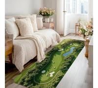 Tappeto runner da campo da golf, per esterni con alberi naturali in stagno estivo verde a pelo basso in spugna bordo bordatura casa tappeto rettangolare per cucina, ingresso, comodino, porta
