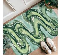 Tappeto runner da campo da golf, per esterni, con curve naturali, alberi estivi, verde a pelo basso, in spugna, con bordo in spugna, rettangolare, per cucina, corridoio, lavanderia, ingresso