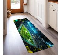 Tappeto runner da stadio, per celebrazioni sportive, erba e gol, verde, a pelo basso, in spugna a pelo basso, stampa rettangolare, per cucina, ingresso, lavanderia, comodino, decorazione per comodino