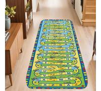 Tappeto runner da treno, giocoso e colorato, con impronte di orme e lettere, nessuna giallo, antiscivolo, per interni, rettangolare, non perde pelo, per cucina, ingresso, comodino, porta, corridoio