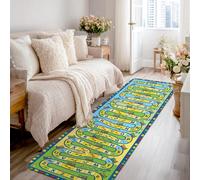 Tappeto runner da treno, giocoso e colorato, con impronte di orme e lettere, nessuno giallo, antiscivolo, resistente allo sbiadimento, estetico per la casa, per cucina, lavanderia, porta, ingresso, 6
