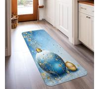 Tappeto runner decorativo natalizio, elegante, con stelle e vortici natalizi, blu, a pelo basso, in spugna, per casa, interni, non perde pelo, per cucina, bagno, ingresso, comodino, 6 x 1,5 m
