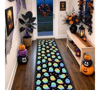 Tappeto runner fantasioso e giocoso con stelle luna, per Halloween, nero, antiscivolo, morbido, rettangolare, resistente alle macchie, per cucina, bagno, ingresso, comodino, decorazione per cucina