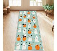 Tappeto runner fantasma, Halloween giocoso zucca pipistrello Halloween arancione a pelo basso estetico rettangolare tappeto per il pavimento della casa per cucina, ingresso, lavanderia, comodino