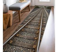 Tappeto runner ferroviario industriale rustico in legno nessuno marrone tappeti a pelo basso resistente allo sbiadimento estetico per la casa per cucina, bagno, ingresso, comodino, decorazione per