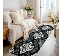 Tappeto runner floreale, elegante, classico, con foglie damascate, nessuno nero, antiscivolo, per casa, interni, non perde pelo, per cucina, ingresso, comodino, porta, corridoio, decorazione da 6 x 20