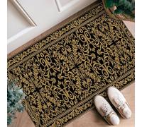 Tappeto runner floreale, elegante classico ornato turbinii nessuno nero in spugna a pelo basso per interni zerbino accenti tappeto non perde pelo per cucina, bagno, ingresso comodino decorazione 0,6 x