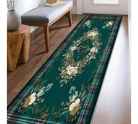 Tappeto runner floreale, elegante ghirlanda di nastro autunnale, antiscivolo, per pavimento della casa, rettangolare, per cucina, ingresso, bagno, porta, decorazione da 0,6 x 2,3 m