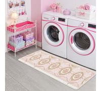 Tappeto runner floreale, elegante tappeto vintage ovale in pizzo primaverile pesca college dormitorio essenziale per casa e interni, non perde pelo, per cucina, lavanderia, comodino, decorazione per