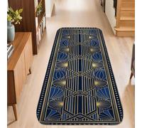 Tappeto runner geometrico, arte elegante conchiglia sole nessuno blu navy antiscivolo per casa tappeto modello interno non spargimento per cucina ingresso bagno porta decorazione 0,6 x 1,5 m
