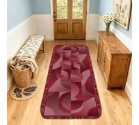 Tappeto runner geometrico, moderno, astratto, curve, forme, nessuno bordeaux, antiscivolo, morbido, rettangolare, resistente alle macchie, per cucina, ingresso, lavanderia, comodino, decorazione, 0,6