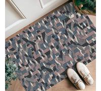 Tappeto runner geometrico, moderno e contemporaneo, a strisce esagonali, nessuno silenzioso, blu, bordo antiscivolo, bordatura, zerbino rettangolare per cucina, comodino, ingresso, corridoio
