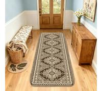 Tappeto runner geometrico, moderno e contemporaneo, linea a diamante, marrone, antiscivolo, resistente allo sbiadimento, estetico per la casa, per cucina, bagno, ingresso, comodino, decorazione per