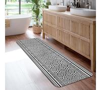 Tappeto runner geometrico, moderno e minimalista, linea diamantata N/a tappeto nero in spugna a pelo basso, resistente allo sbiadimento, estetica per la casa, per cucina, bagno, ingresso, comodino