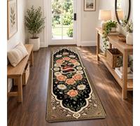 Tappeto runner gotico con cuore e serpente floreale citazione 2x5 | Arte botanica gotica, tappeto runner da ingresso, motivo romantico a cuore, composizione floreale Moody, bordo ornato vintage