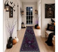 Tappeto runner gotico con teschi e rose, per Halloween, 5 x 20 cm | Tappeto da corridoio con motivo floreale gotico, motivo rosa scuro, accenti per la casa, decorazione con teschio e vite