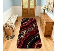 Tappeto runner in marmo, elegante e moderno, linea a onde, nessuno rosso, antiscivolo, per interni, non perde pelo, per cucina, comodino, ingresso, corridoio, decorazione, 6 x 0,9 m