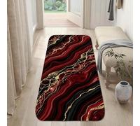Tappeto runner in marmo, moderno ed elegante, con venature dorate, nessuno rosso, in spugna a pelo basso, zerbino, bordatura con bordi per cucina, comodino, ingresso, corridoio, decorazione 0,6 x 0,9