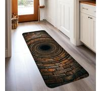 Tappeto runner in mattoni, industriale moderno tunnel circolare nessuno marrone spugna a pelo basso estetico rettangolare tappeto per pavimento di casa per cucina, ingresso, comodino, decorazione 0,6