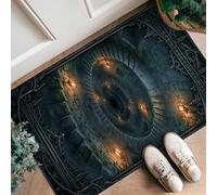 Tappeto runner in pietra, stile gotico mistico, lanterna a vortice per Halloween, grigio scuro, antiscivolo, estetico, rettangolare, con accenti decorativi, per cucina, bagno, ingresso, comodino, 6 x