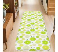 Tappeto runner in spugna a pelo basso, motivo a limoni, per casa, interni, non perde pelo, per cucina, comodino, ingresso, corridoio, 6 x 1,8 m