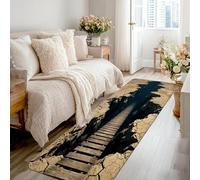 Tappeto runner in terra incrinata, realistico moderno assi di legno Chasm Nessuno marrone antiscivolo rettangolare tappeto bordo bordo bordo per cucina ingresso comodino lavanderia Decor 0,6 x 2,3 m