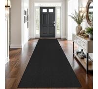 Tappeto runner intrecciato 0,9 x 3,4 m, lavabile, per corridoi, cucina, con retro in gomma, in cotone, lungo ingresso e interni, tappeto intrecciato, per corridoio, cucina, ingresso, nero
