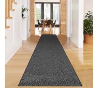 Tappeto runner intrecciato 6 x 3 m, lavabile, per corridoi, cucina, con retro in gomma, in cotone, lungo ingresso e interni, tappeto intrecciato per ingresso, nero e bianco