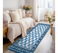 Tappeto runner invernale classico a scacchiera a vortice invernale blu a pelo basso in spugna resistente allo sbiadimento estetico per la casa per cucina, bagno, ingresso e comodino, decorazione per