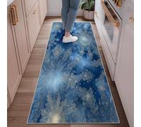 Tappeto runner invernale elegante con stelle a vortice invernale blu navy antiscivolo, resistente allo sbiadimento, estetico per la casa, per cucina, ingresso, comodino, lavanderia, decorazione per