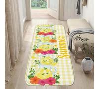 Tappeto runner limonata con fiori tropicali estivi in spugna gialla a pelo basso per la casa e per interni, non perde pelo, per cucina, lavanderia, porta, ingresso, 6 x 2,3 m