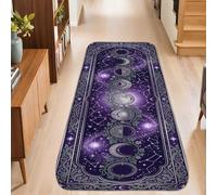 Tappeto runner lunare, celestiale mistico stelle galassie nessuno viola antiscivolo rettangolare tappeto bordo bordo bordo per cucina ingresso comodino decorazione 0,6 x 1,5 m