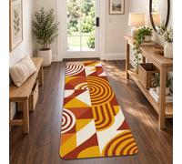Tappeto Runner Mid-Century Moderne Forme Geometriche 2x5 | Estetica moderna della metà del secolo, tappeto del corridore dell'ingresso, tavolozza dei toni della terra