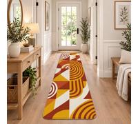 Tappeto Runner Mid-Century Moderne Forme Geometriche 2x8 | Estetica moderna della metà del secolo, tappeto del corridore dell'ingresso, tavolozza dei toni della terra