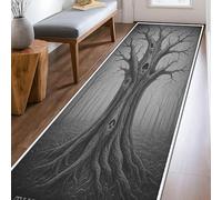 Tappeto runner per alberi, stile gotico, con rami e radici, antiscivolo, rettangolare, colore nero, antiscivolo, con bordo bordato, per cucina, lavanderia, porta, ingresso, 6 x 2,3 m