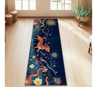 Tappeto runner per cani, festivo fantasioso fuochi d'artificio con nastri per il giorno dell'indipendenza blu navy a pelo basso rettangolare tappeto per interni non perde pelo, per cucina, comodino