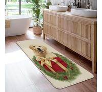 Tappeto runner per cani, regalo natalizio con nastro rosso a pelo basso, in spugna a pelo basso, rettangolare, per cucina, ingresso, lavanderia, corridoio, decorazione da 6 x 1,8 m