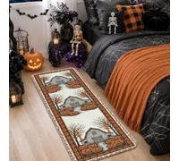 Tappeto runner per casa infestata, spettrale, con zucche stagionali, albero nudo e albero nudo per Halloween, antiscivolo, per interni, rettangolare, non perde pelo, per cucina, ingresso, lavanderia