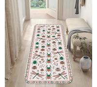Tappeto runner per coleotteri, motivo con coccinelle e libellule verde primavera a pelo basso in spugna a pelo basso per pavimento di casa tappeto stampa rettangolare per cucina, ingresso, comodino