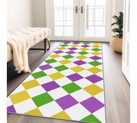 Tappeto runner per corridoio, 80 x 180 cm, versatile, minimalista, geometrico, rombo, morbido, per corridoio, ingresso, lavanderia, salotto, ufficio, camera da letto, antiscivolo e lavabile, a pelo