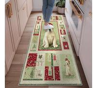 Tappeto runner per cuccioli, cappello di Babbo Natale natalizio con albero di Natale, antiscivolo, per casa, interni, non perde pelo, per cucina, comodino, ingresso, corridoio, decorazione 6 x 1,8 m