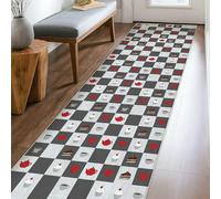 Tappeto runner per cupcake, moderno, chic, a forma di teiera, a forma di cuore, senza rosso, a pelo basso, rettangolare, per cucina, comodino, ingresso, corridoio, decorazione da 7,6 x 2,3 m