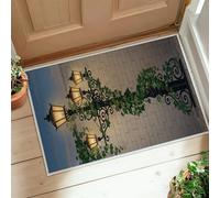 Tappeto runner per lampione, vintage, rustico, edera, muro di mattoni, verde primavera, tappeto a pelo basso, con bordo bordato, decorazione per cucina, ingresso, bagno, porta, 6 x 90 cm