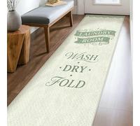 Tappeto runner per lavanderia, stile rustico, vintage, non si lava e non si asciuga, colore verde menta, antiscivolo, per interni e casa, non perde pelo, per cucina, ingresso, lavanderia, corridoio