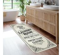 Tappeto runner per lavanderia, stile vintage, classico, non si lava ad asciugare, nero, a pelo basso, in spugna, rettangolare, per cucina, ingresso, lavanderia, corridoio, decorazione, 6 x 1,8 m