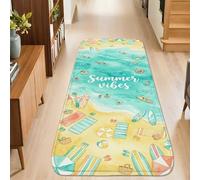 Tappeto runner per tavole da surf, teli da mare estivi e costieri, ombrelloni, in spugna a pelo basso, rettangolare, per cucina, bagno, ingresso, comodino, decorazione per comodino, 6 x 1,5 m