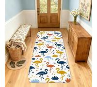 Tappeto runner per uccelli tropicali, giocoso triangolo floreale estivo blu antiscivolo, per interni, non perde pelo, decorazione per cucina, lavanderia, porta d'ingresso, 6 x 1,8 m