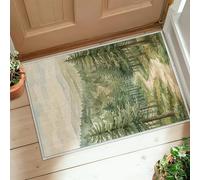 Tappeto runner per vialetto, natura, rustico, alberi, montagne, autunno, verde, antiscivolo, con bordo bordato, per cucina, comodino, ingresso, corridoio, decorazione 6 x 90 cm