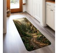 Tappeto runner per vialetto, rustico naturale, alberi rocce, nessuno, verde, a pelo basso, in spugna, rettangolare, per pavimento, bordatura per cucina, corridoio, lavanderia, ingresso, decorazione