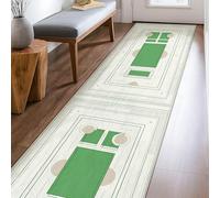 Tappeto runner rettangolare, moderno, minimalista, rotondo, quadrato, nessuno verde, bordo a pelo basso, bordatura per casa, tappeto rettangolare per cucina, ingresso, bagno, porta, decorazione da 6 x